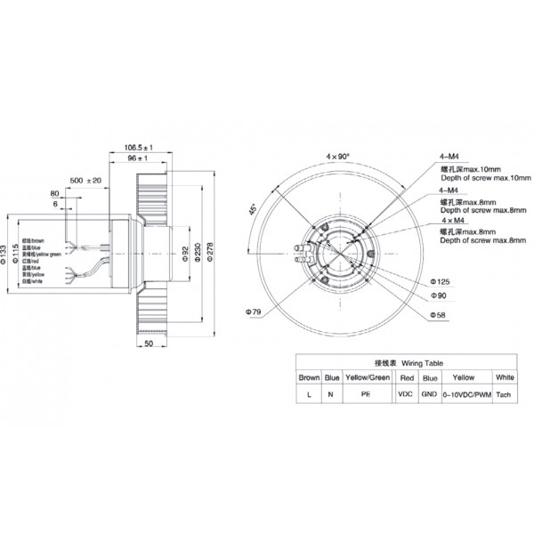 Центробежный вентилятор Weiguang EC092/25C3G01-FR277/50P1-01 с энергоэффективным двигателем