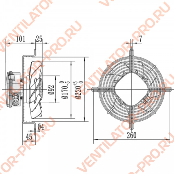 Вентилятор осевой Weiguang YWF2D-170B-92/15-G