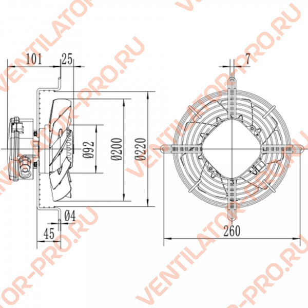 Вентилятор осевой Weiguang YWF2D-200B-92/15-G